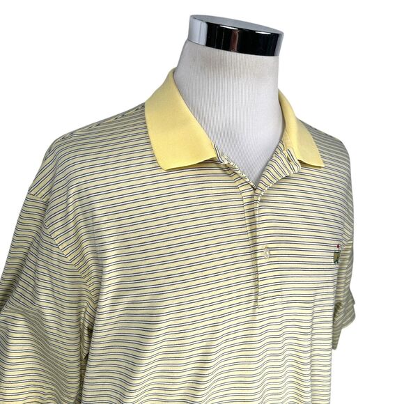 Masters Amen Corner Polo Shirt Men’s XL Yellow Striped 100% Pima Cotton Pullover - Picture 2 of 9